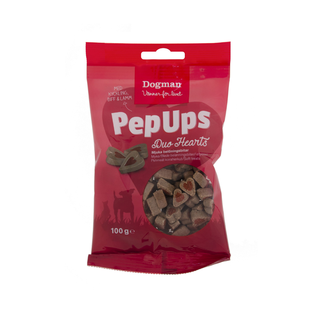 DogMan-Pep Ups Duo Hearts (Chicken,Beef &Lamb) 100g