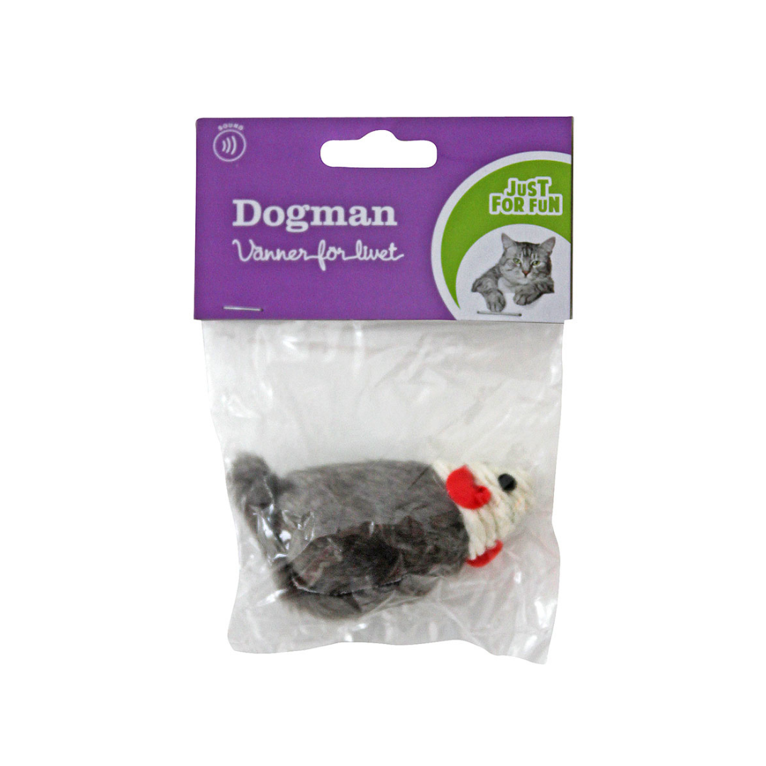 Dogman Toy Mouse with sisal nose Grey 7cm