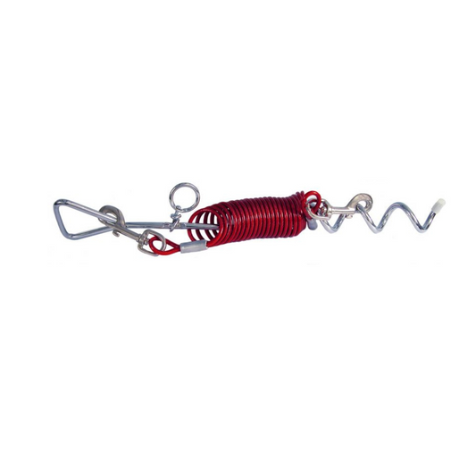 Dogman Kit Tie out stake + cable Metal red (3m)