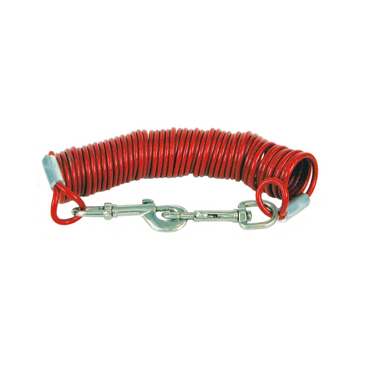 Dogman- Tie out cable Spiral shape red (6m)