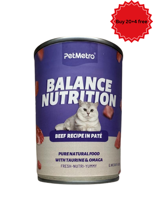 طعام بت مترو للقطط بنكهة اللحم البقري حجم العبوة 375 جرام