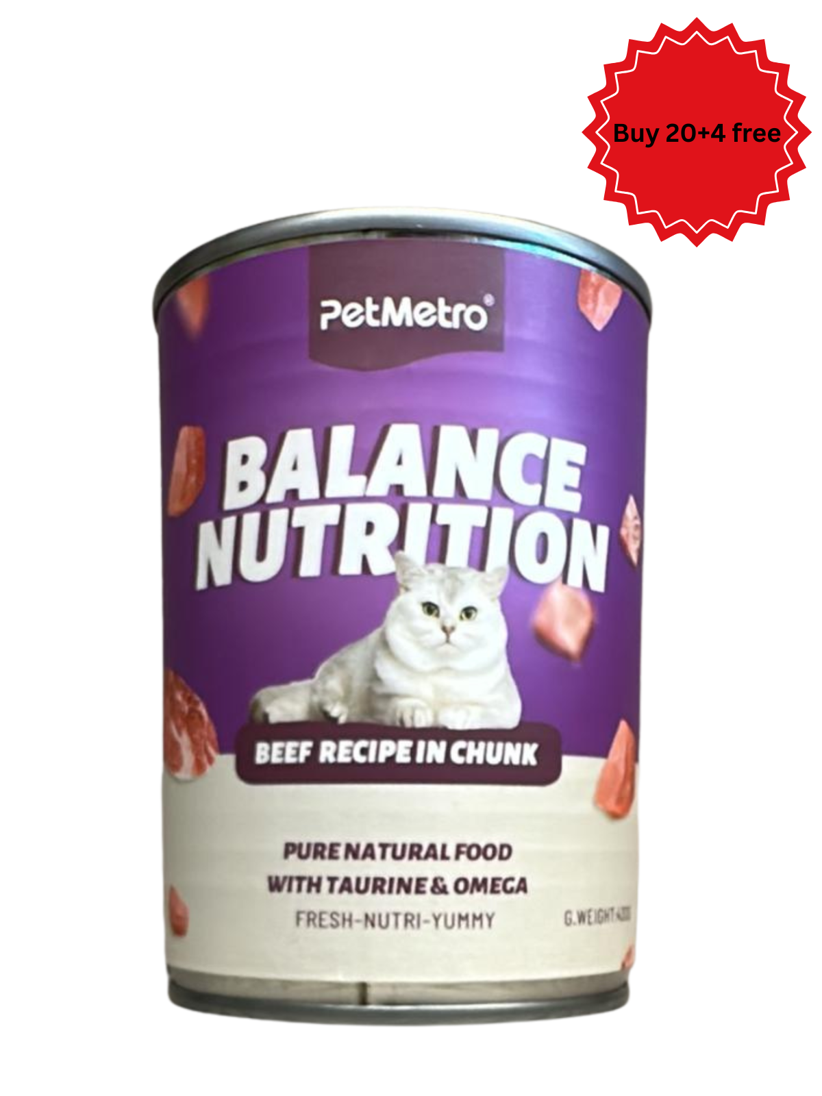 طعام بت مترو للقطط بنكهة اللحم البقري بالمرق حجم العبوة 357 جرام