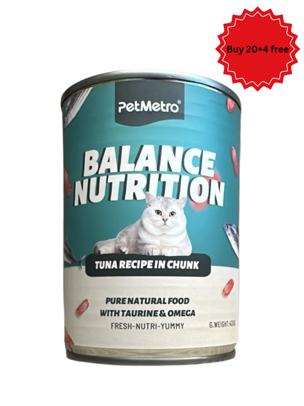 طعام بت مترو للقطط بنكهة التونة بالمرق حجم العبوة 375 جرام