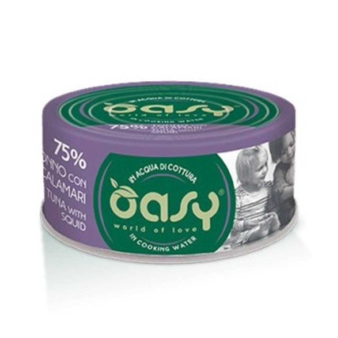 Oasy  Wet Food in Cooking Water Tuna With Squid 70g