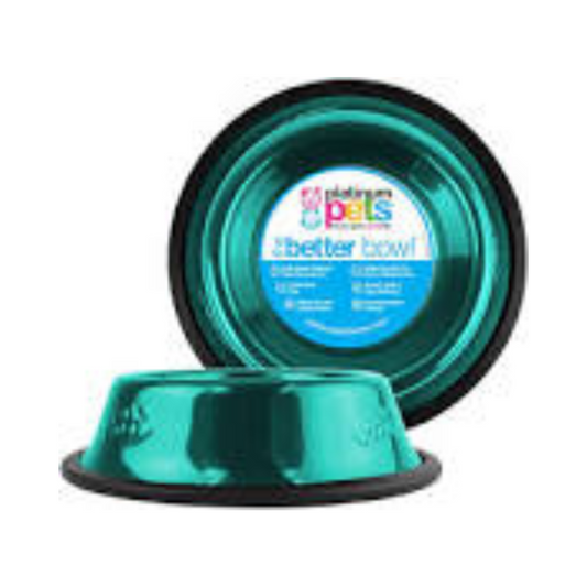 Platinum Pets- Wide Embossed Rim Bowl in different sizes , Caribbean Teal