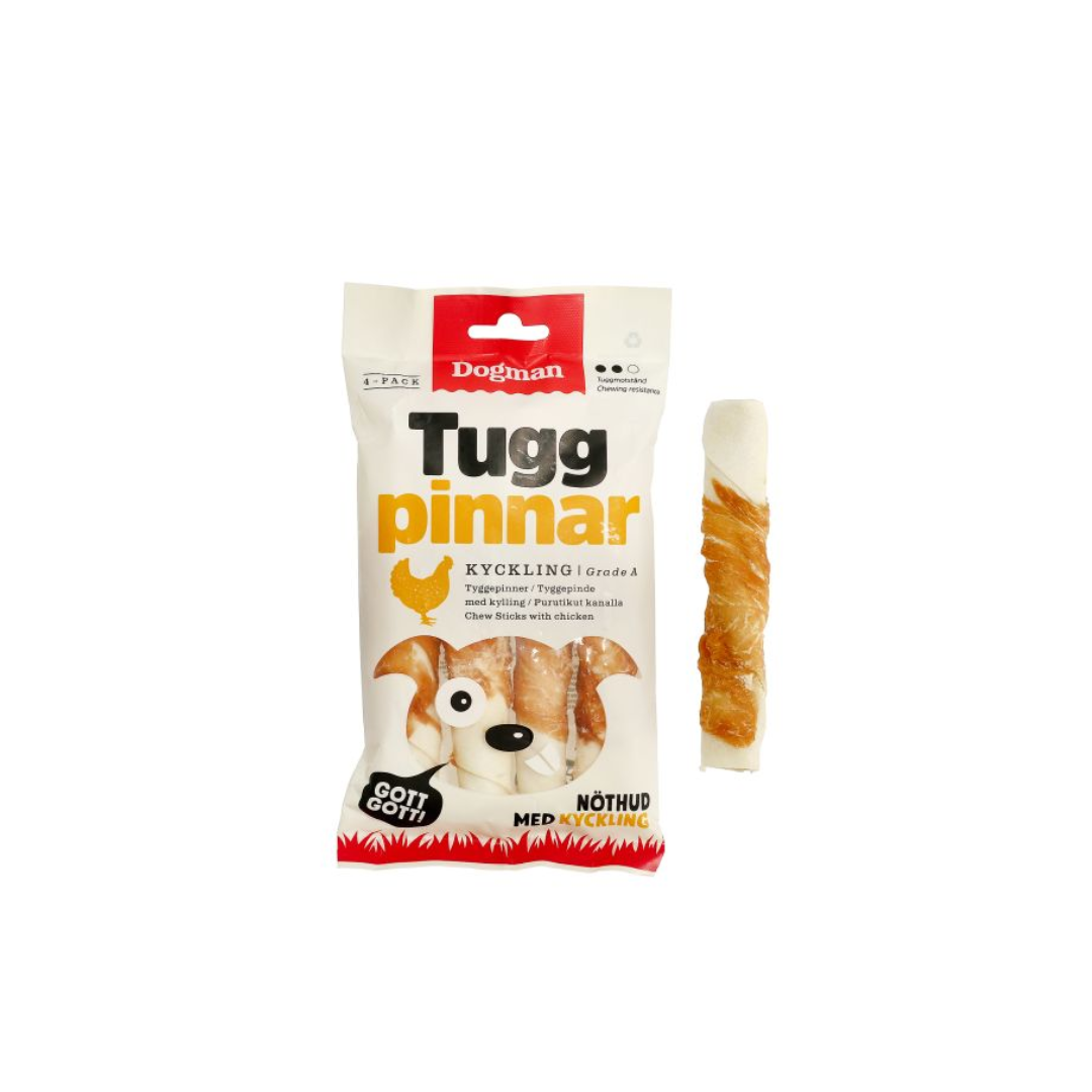 DogMan- Tugg pinnar chichen White  (10cm)4p  120gm