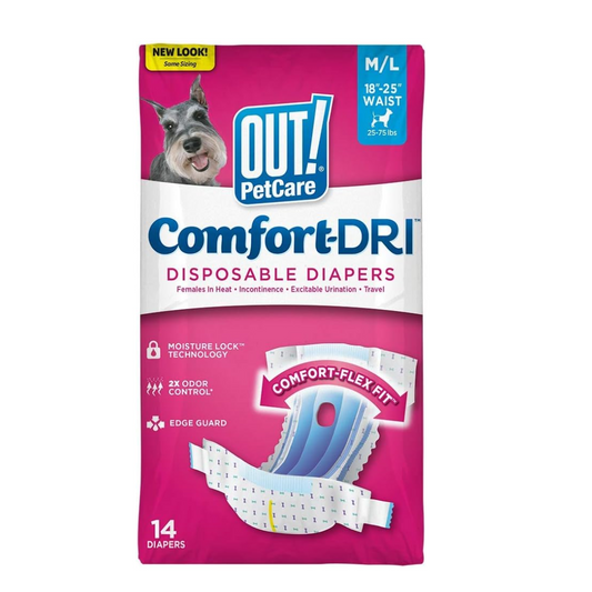 OUT!  Disposable  14 Diapers Female M/L -manna pro