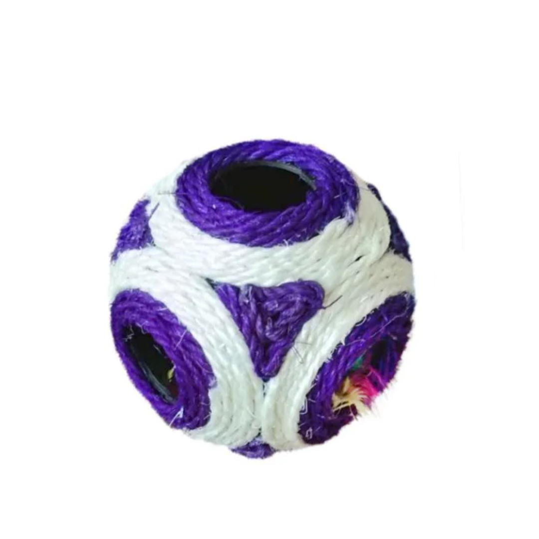 Dogman Toy Ball sisal with bell Purple 11,5cm