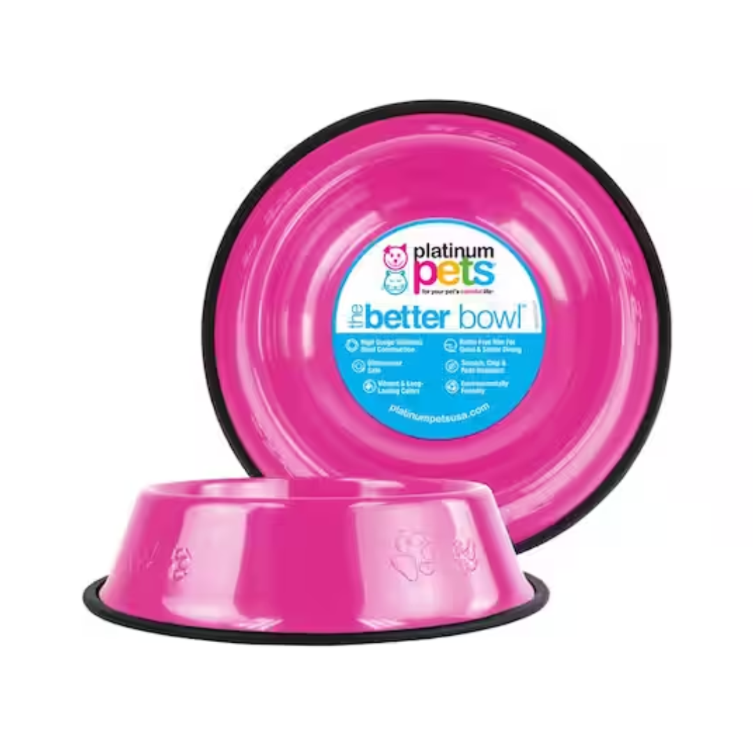 Platinum Pets- Bowl, Embossed Non-tip - Pink - Different sizes