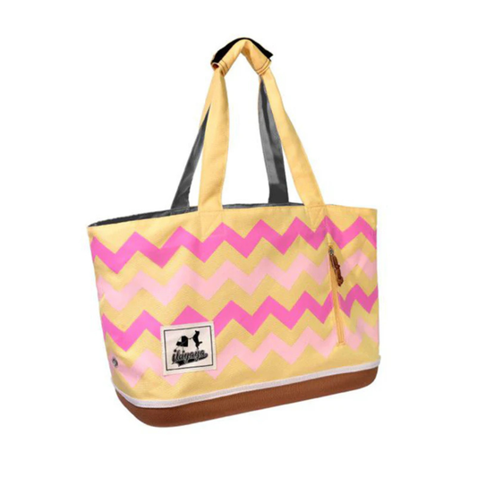 Ibiyaya Canvas Pet Carrier Tote - 42*20cm - Yellow & Pink