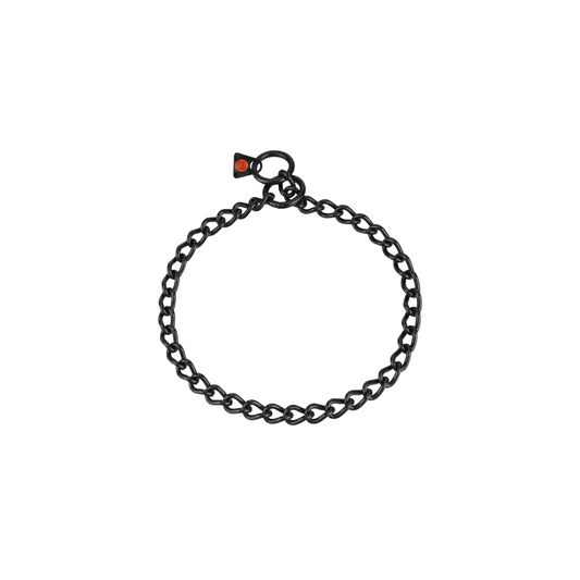 Sprenger-Collar, round links - Stainless steel black, 3.0 mm, 75 cm / 30"