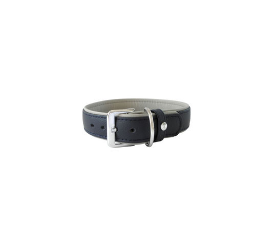 Das Lederband Dog Collar Amsterdam Navy / Grey Width 25 mm / Length 40 cm