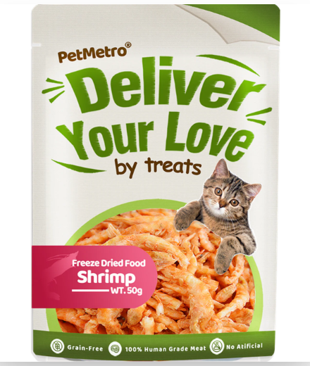 مكافأت بت مترو المجففه بالتبريد للقطط بنكهة الجمبري حجم العبوة 50 جم