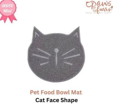 PAF - Pet Food Bowl Mat Cat Face Shape -Grey