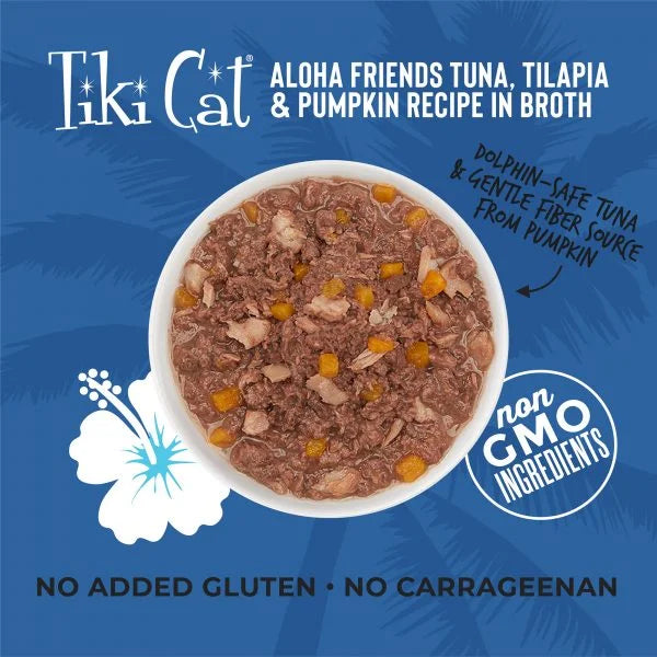 TikiCat Aloha Friends Tuna Tilapia & Pumpkin Cat wet Food,85gm