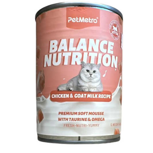 طعام بت مترو  للقطط الصغيرة بنكهة الدجاج مع حليب الماعز حجم العبوة 375 جرام