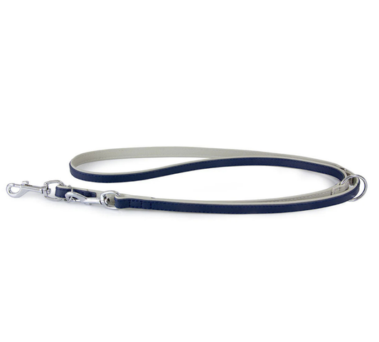 Das Lederband Dog Leash Amsterdam Navy / Grey Width 10 mm / Length 130 cm