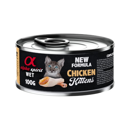 طعام ألفا سبيريت الرطب بنكهة الدجاج للقطط الصغيرة حجم العبوة 100 غرام