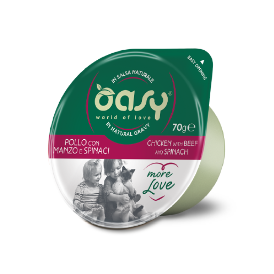 Oasy Wet Food  Natural Gravy chicken with Beef & Spinach 70g