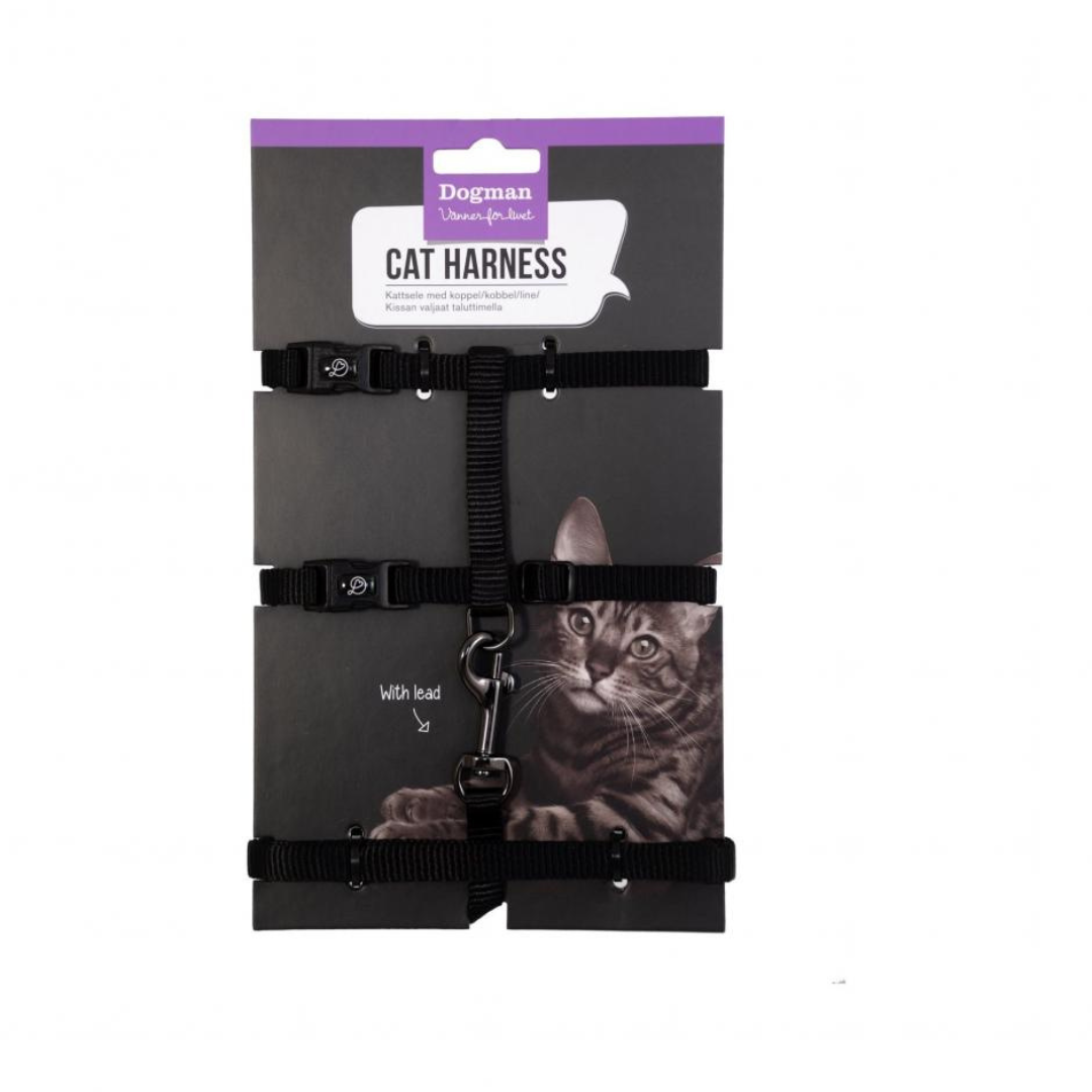 DogMan-Cat harness Findus Svart(120cm×10mm)