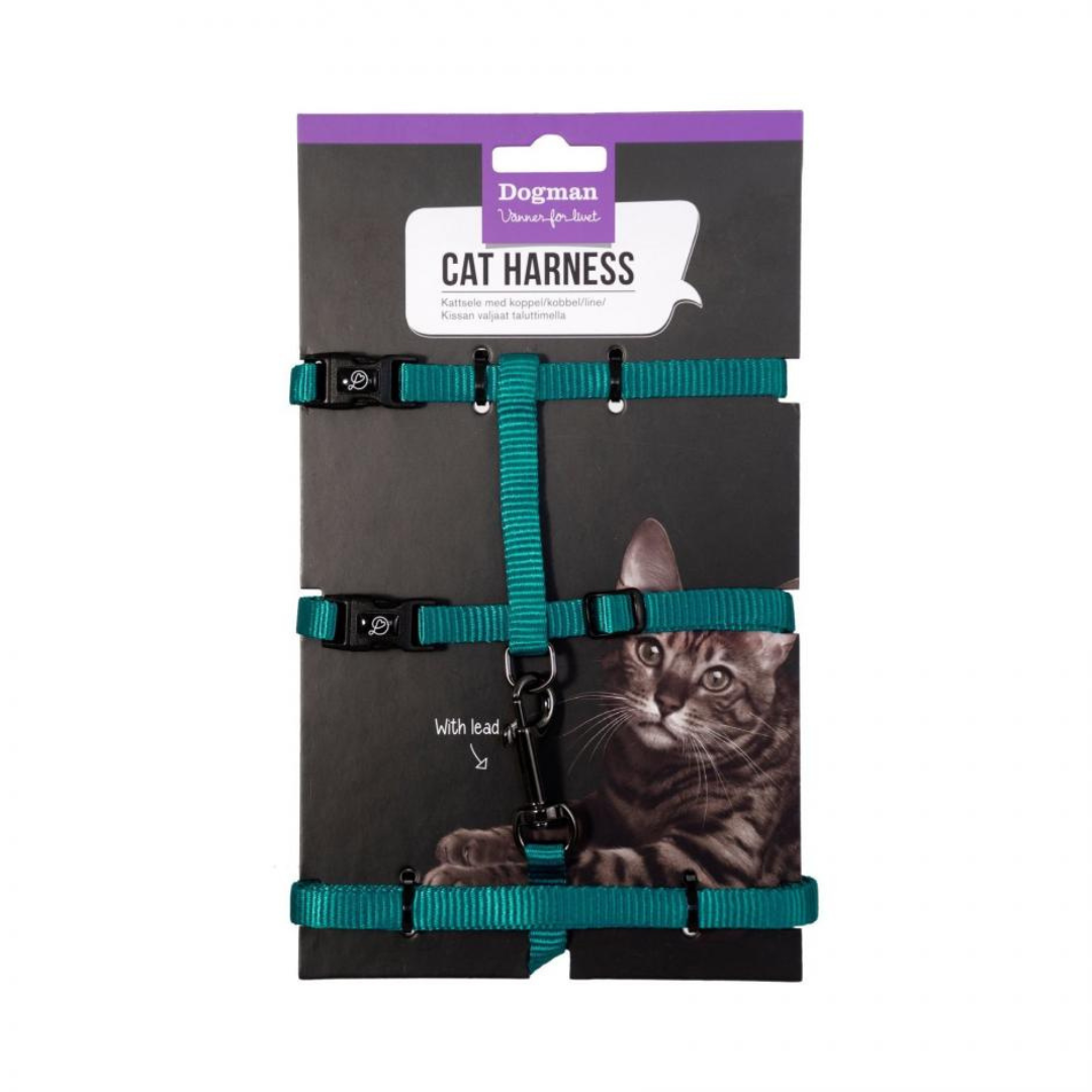 DogMan-Cat harness Findus Turquoise (120cm×10mm)