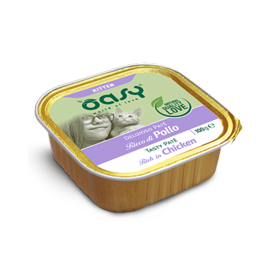 Oasy  Wet Food Tasty Pate Rich in Chicken for Kitten 100g