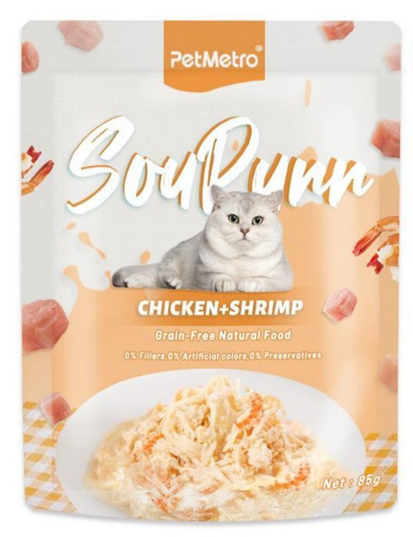 Pet Metro - Flavor Chicken&shrimp  SOUP&MEAT IN POUCH 75g