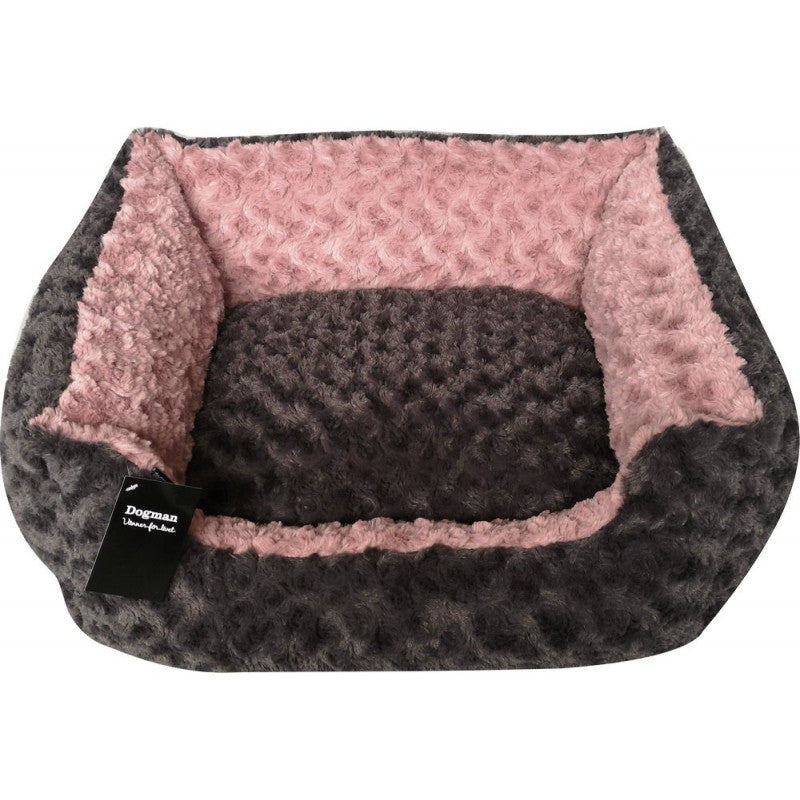 Dogman -Bed Supersoft rectangular - L - pink/grey