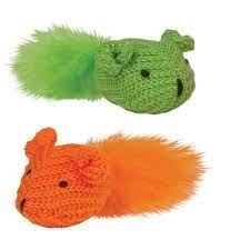 PetEdge-KB Knit Mouse with Feather 2Pk