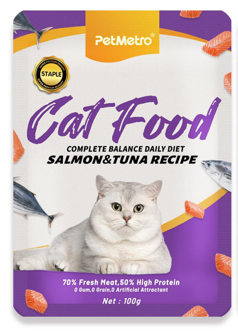 Pet Metro - Complete food Salmon&Tuna Cat Food IN POUCH 100g