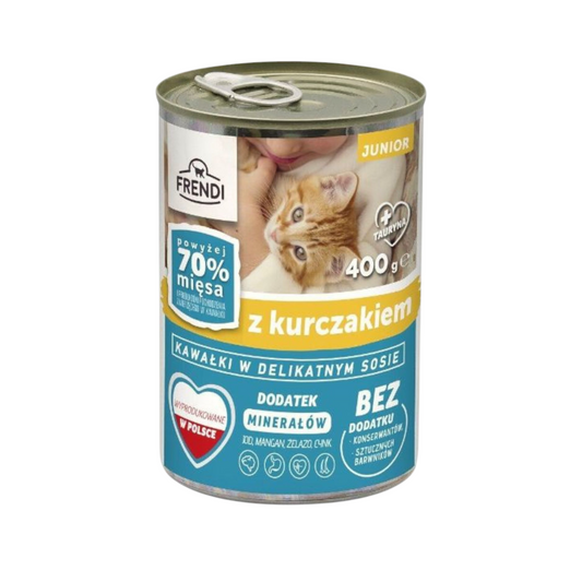 طعام فريندي الرطب بنكهة المرق مع الدجاج للقطط الصغيرة حجم العبوة 400 جرام