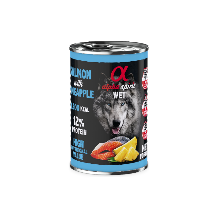 Alpha Spirit  -  Canned Dog Food SALMON with Pineapple 400g
