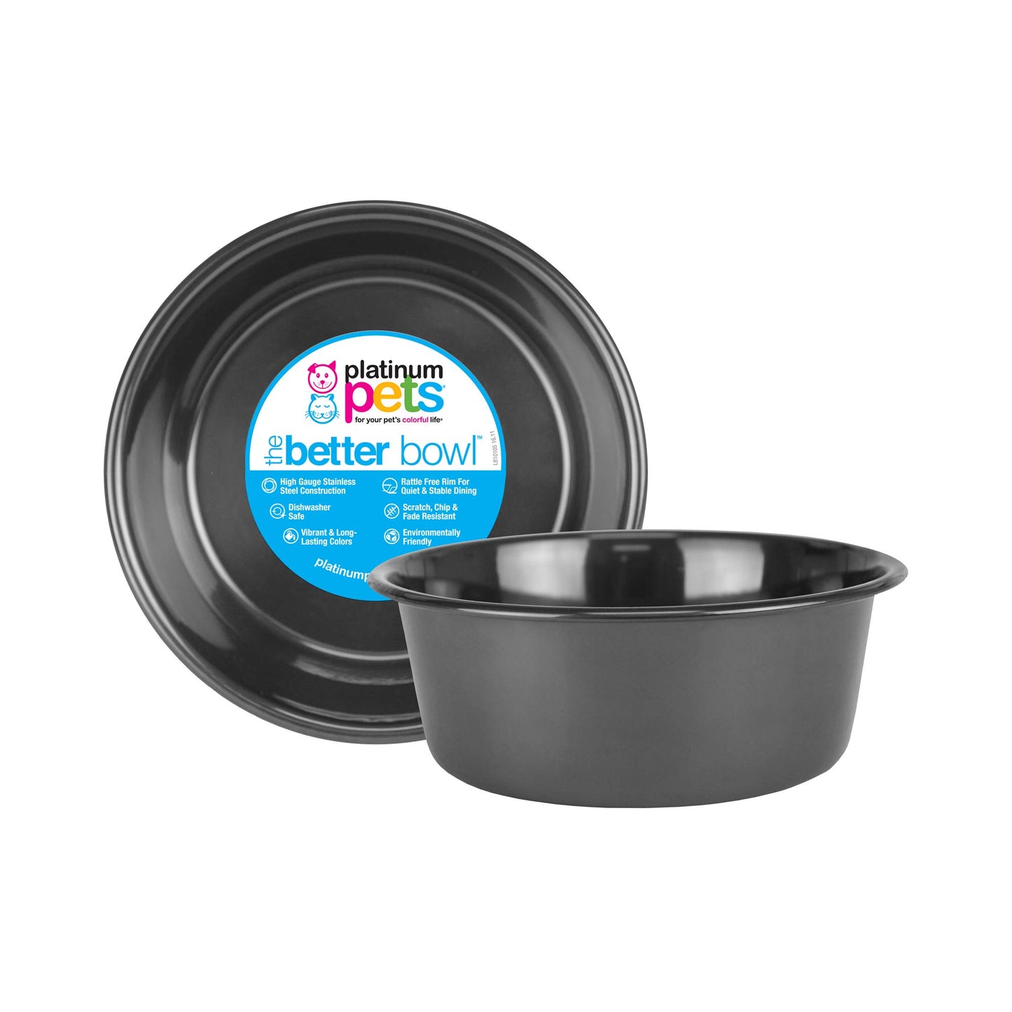 Platinum Pets-Bowl, Wide Rimmed in different sizes ,  Black Chrome