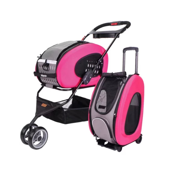 Ibiyaya-5.in.1 Combo EVA pet carrier/stroller - Hot Pink