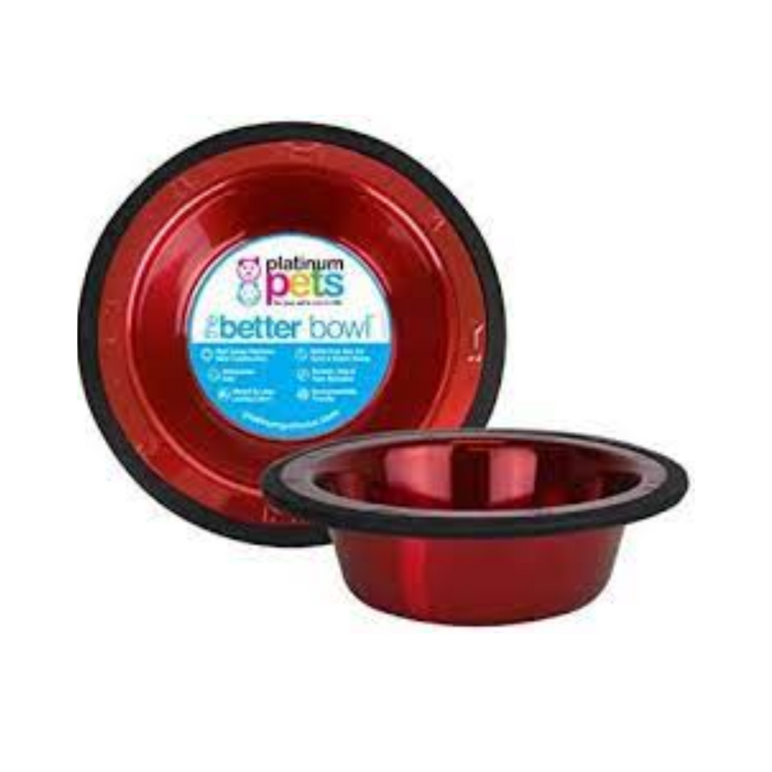 Platinum Pets-Bowl, Wide Rimmed in different sizes , Candy Apple Red