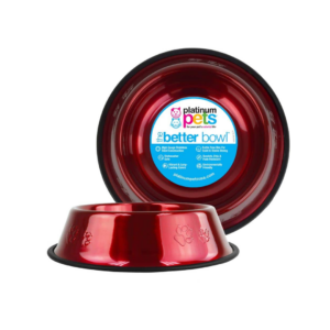 Platinum Pets- Bowl, Embossed Non-Tip in different sizes, Candy Apple Red