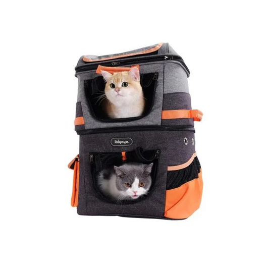 Ibiyaya-Two-tier Pet Backpack - (39cm*29*56cm)- Orange