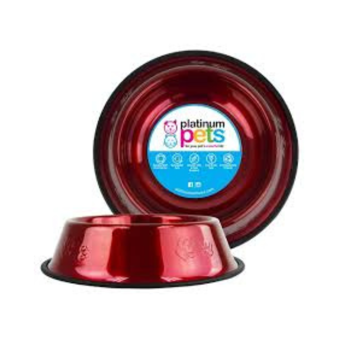 Platinum Pets-Bowl, Embossed Non-tip, RED